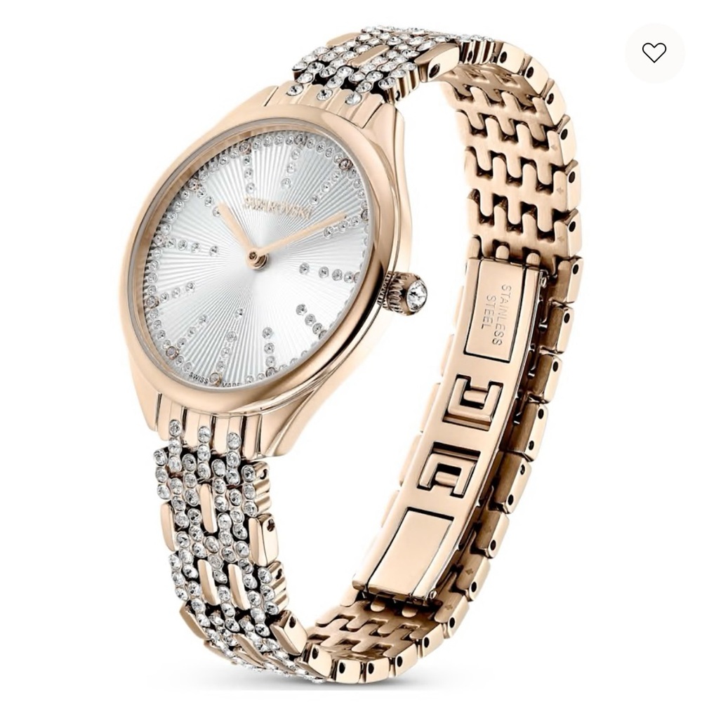 Silver and Gold Watch with Crystal Accents